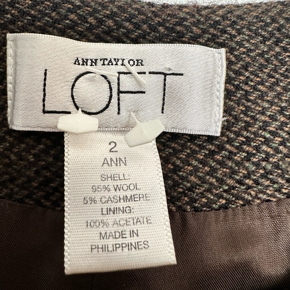 Ann Taylor Loft Wool and Cashmere Blend Brown Tweed Trousers - Picture 2 of 3